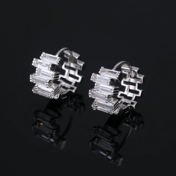 Wholesale Jewelry Irregular Zircon Ear Buckle Earrings Environmental Protection Copper Geometric Style