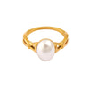 Wholesale Jewelry Japanese Style Sweet Commute Round 304 Stainless Steel Glass Pearl 18K Gold Plated Inlay Rings