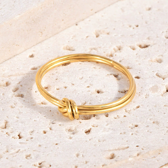 Wholesale Jewelry Knot Casting Ushaped Geometric Titanium Steel Ring With Electroplating And Joker Texture