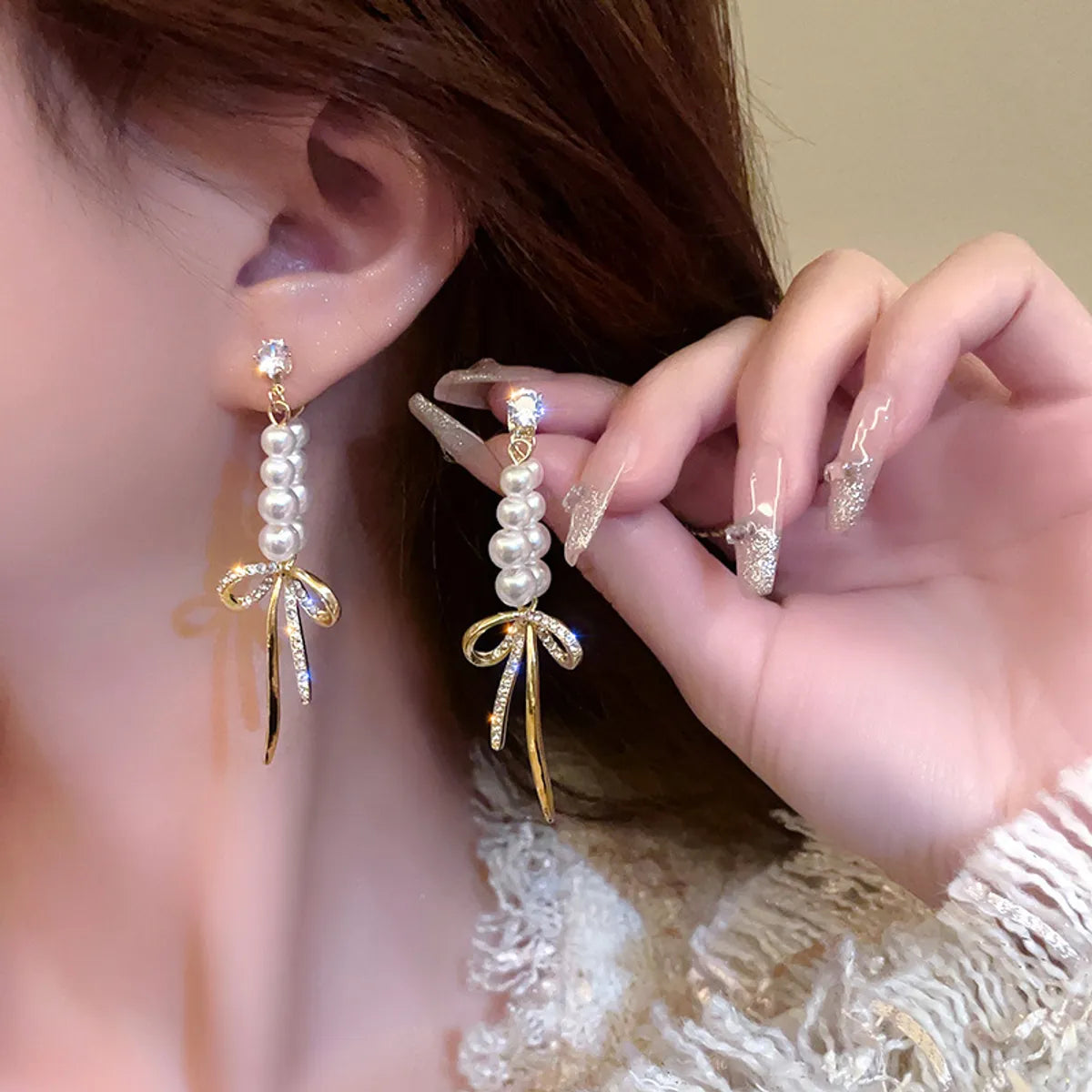 Wholesale Jewelry Lady Bow Knot Alloy Tassel Plating Drop Earrings