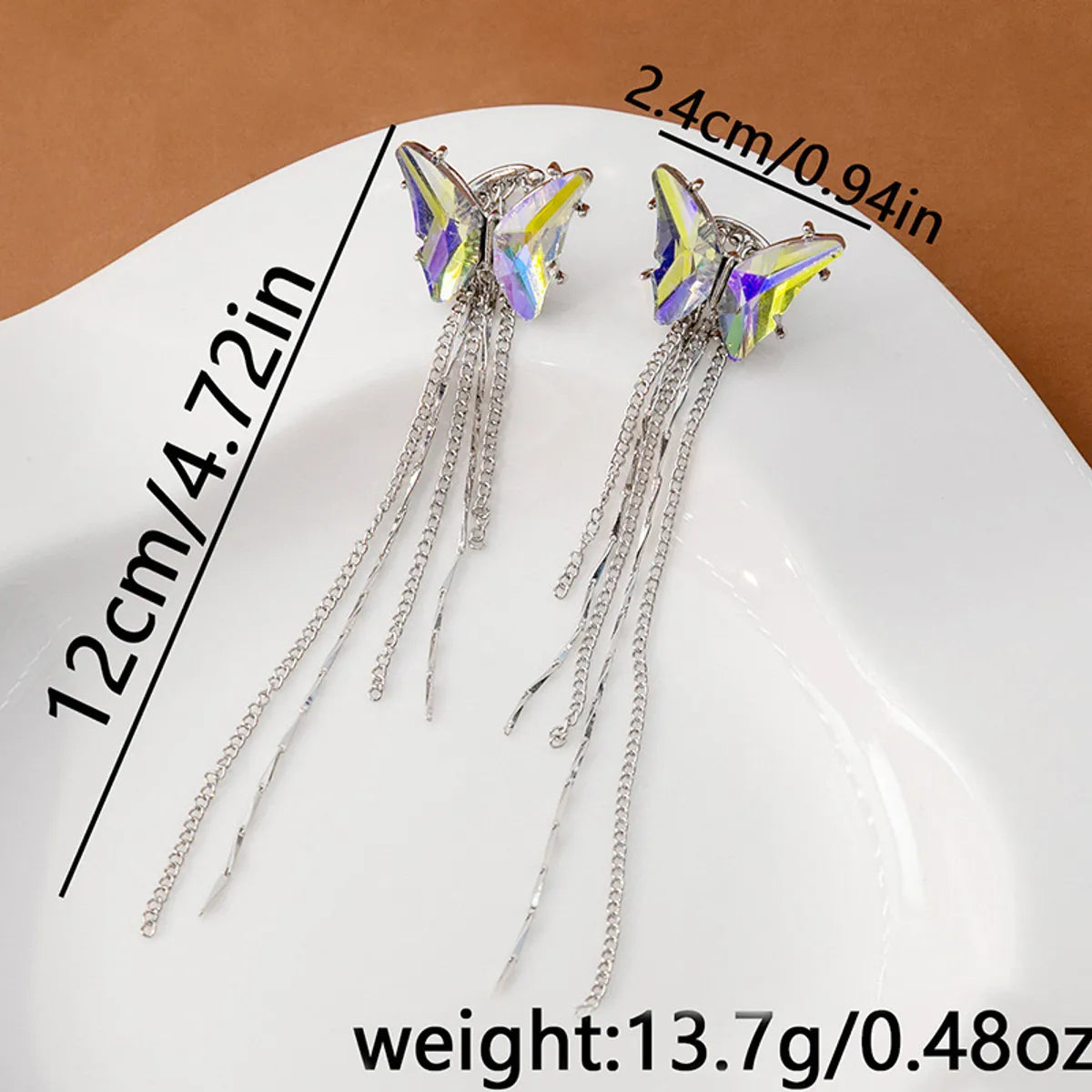 Wholesale Jewelry Lady Butterfly Alloy Artificial Diamond Inlay Dangling Earrings