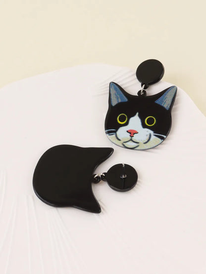 1 Pair Lady Cat Resin Drop Earrings