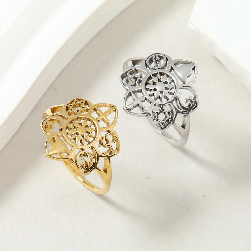 Wholesale Jewelry Lady Floral 201 Stainless Steel Plating Rings