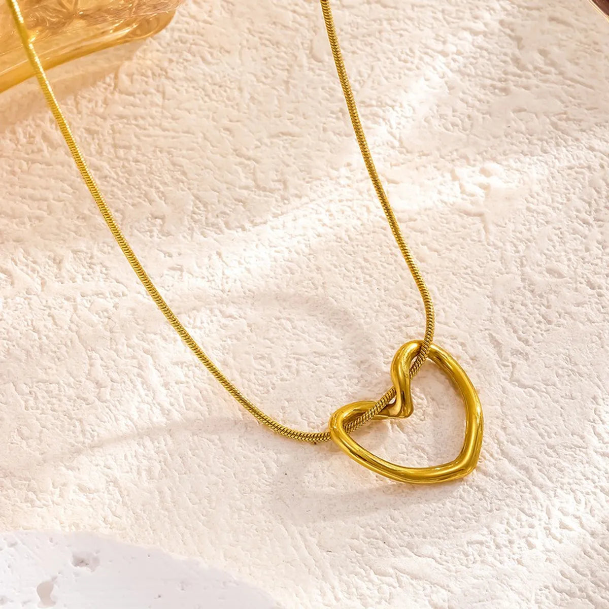 Wholesale Jewelry Lady French Style Artistic Heart Shape 304 Stainless Steel 18K Gold Plated Plating Pendant Necklace