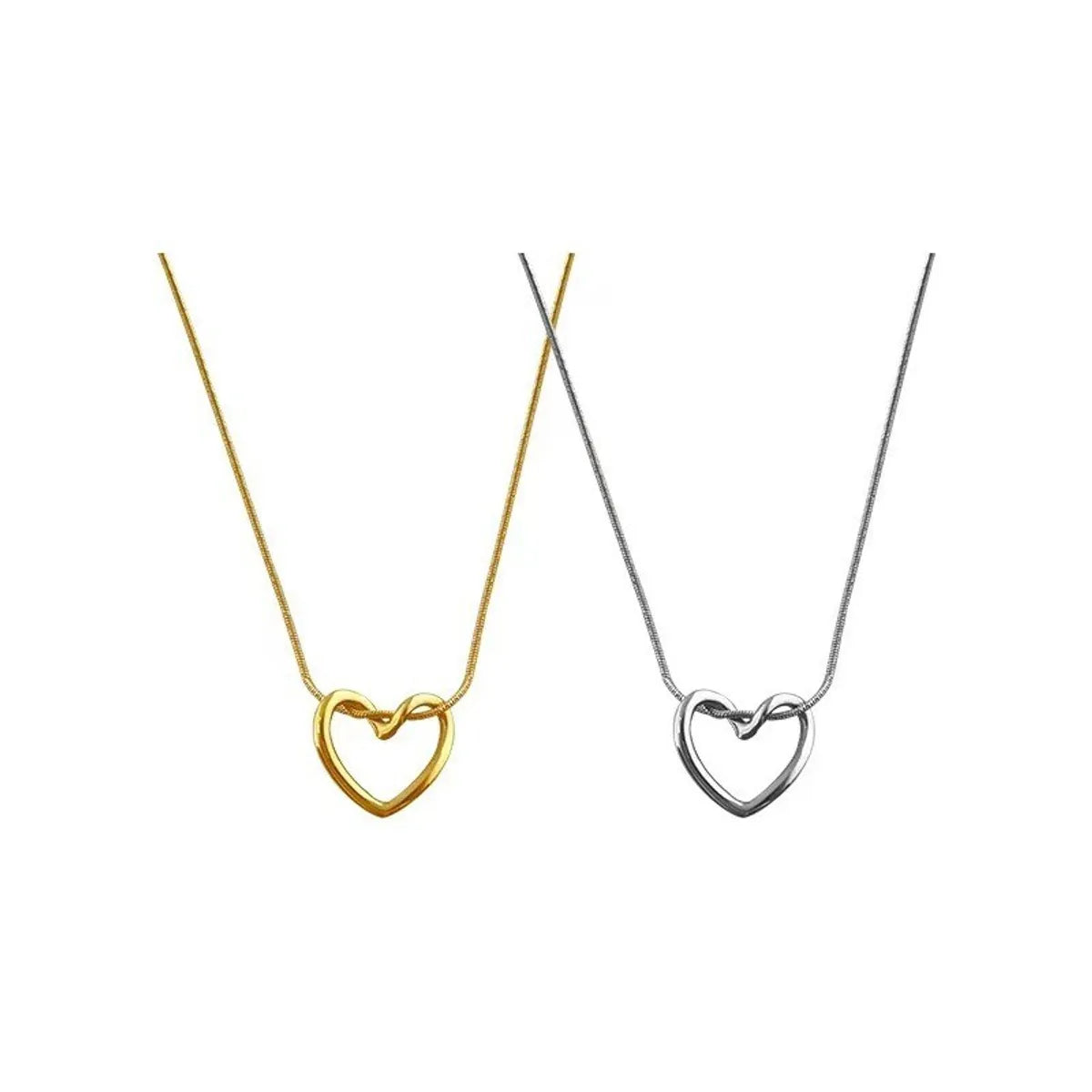 Wholesale Jewelry Lady French Style Artistic Heart Shape 304 Stainless Steel 18K Gold Plated Plating Pendant Necklace