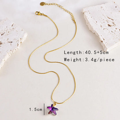 Wholesale Jewelry Lady Geometric Star Heart Shape Titanium Steel Glass Irregular Plating Inlay Earrings Necklace