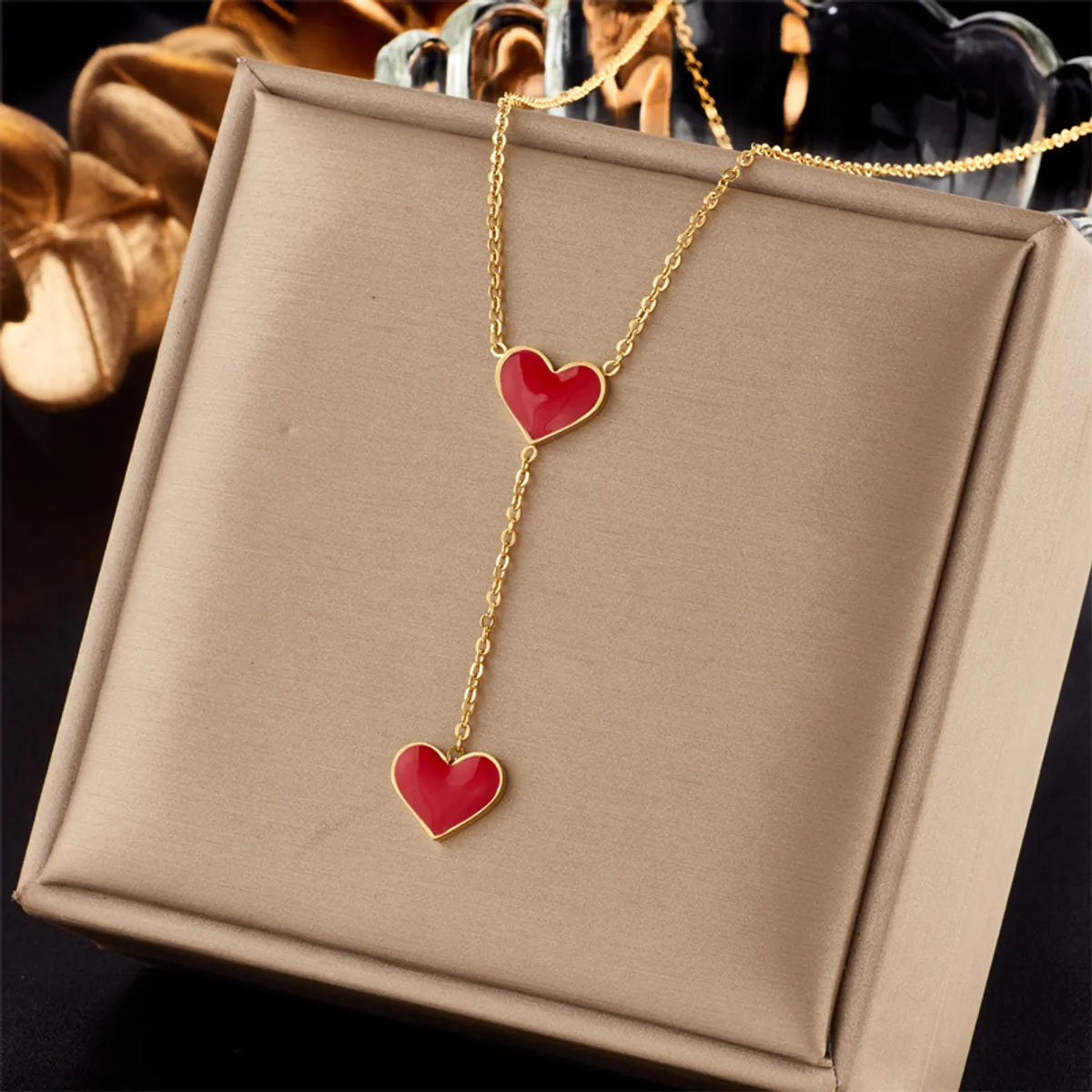 Wholesale Jewelry Lady Heart Shape Eye Titanium Steel Plating Necklace