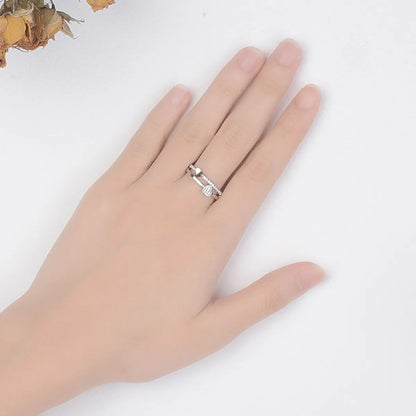 Wholesale Jewelry Lady Heart Shape Metal Artificial Diamond Inlay Open Rings