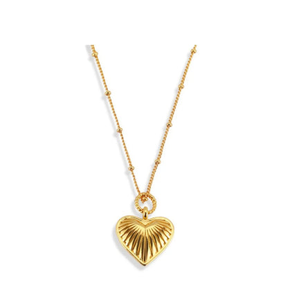 Wholesale Jewelry Lady Heart Shape Titanium Steel 18K Gold Plated Pendant Necklace