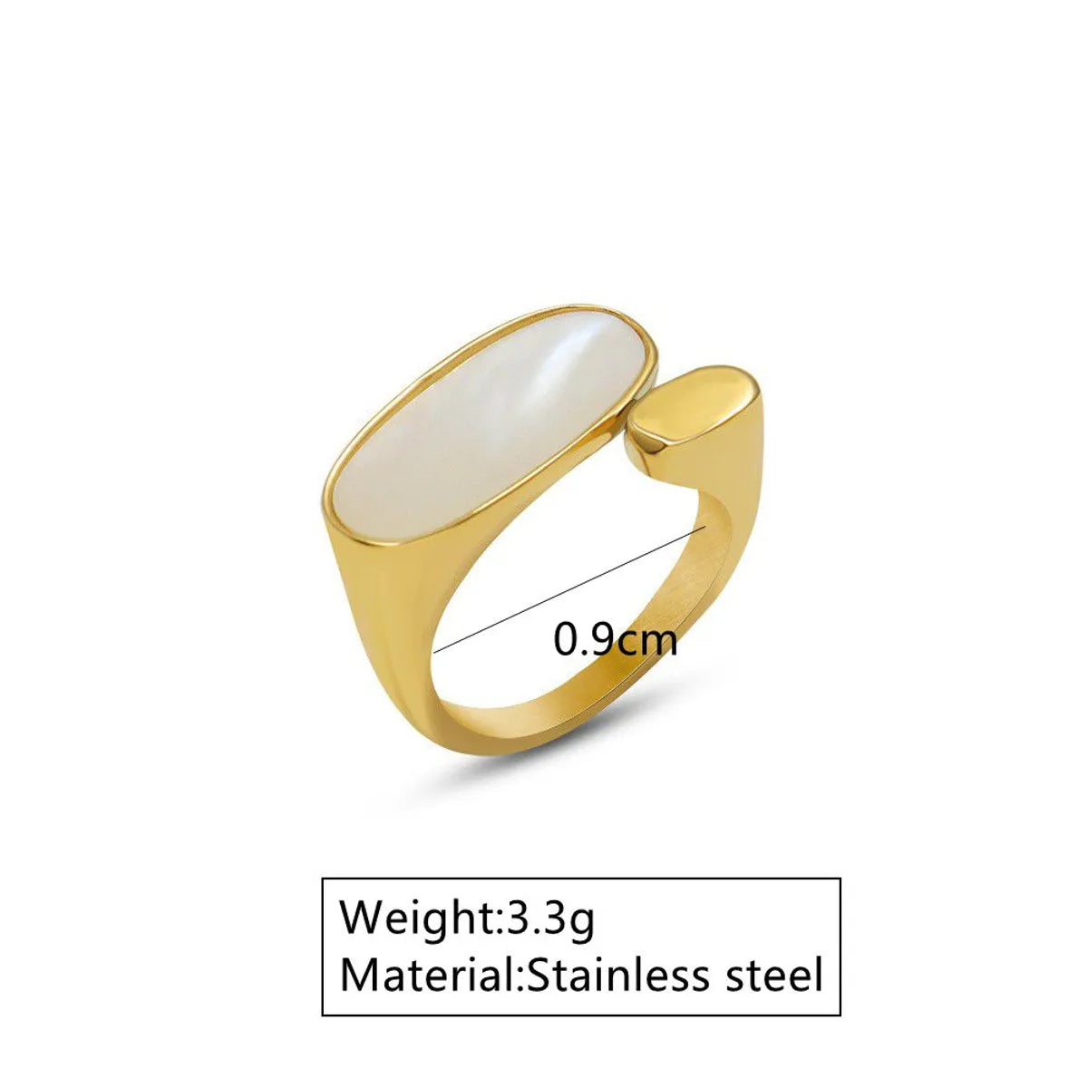 Wholesale Jewelry Lady Novelty Streetwear Geometric Rectangle 304 Stainless Steel Shell 18K Gold Plated Inlay Open Rings