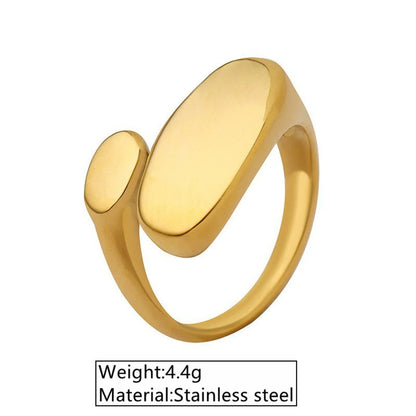 Wholesale Jewelry Lady Novelty Streetwear Geometric Rectangle 304 Stainless Steel Shell 18K Gold Plated Inlay Open Rings