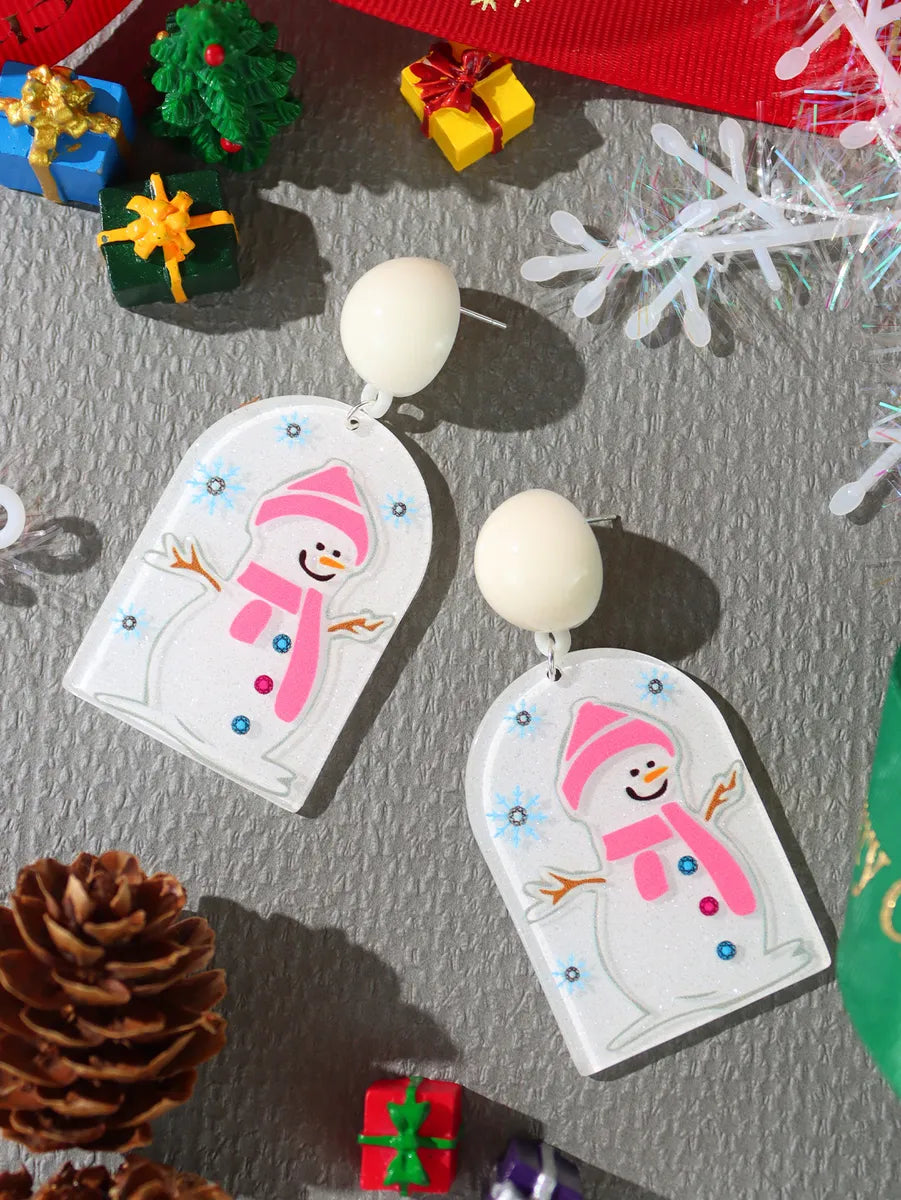 1 Pair Lady Snowman Resin Drop Earrings