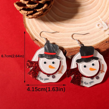 1 Pair Lady Snowman Resin Drop Earrings