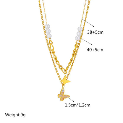 Wholesale Jewelry Lady Star Heart Shape Butterfly Titanium Steel Irregular Plating Necklace