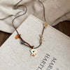 Wholesale Jewelry Leather Geometric Hand Knitted Croissant Smiley Face Bread Pendant Clavicle Chain