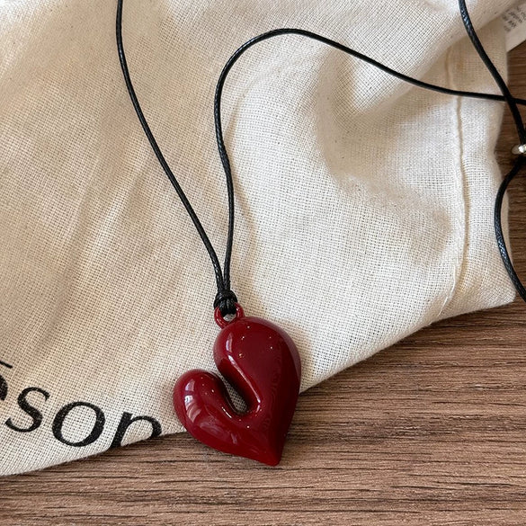 Wholesale Jewelry Leather Geometric Hand Knitted Croissant Smiley Face Bread Pendant Clavicle Chain