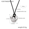 Wholesale Jewelry Leather Rope Adjustable Necklace For Women Heavy Industry Curved Surface Design 316L Stainless Steel Pvd Plated Geometric Style
