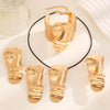 Wholesale Jewelry Leather Rope Alloy Human Face Pattern Electroplated Personality Pendant Fourpiece Set For Women
