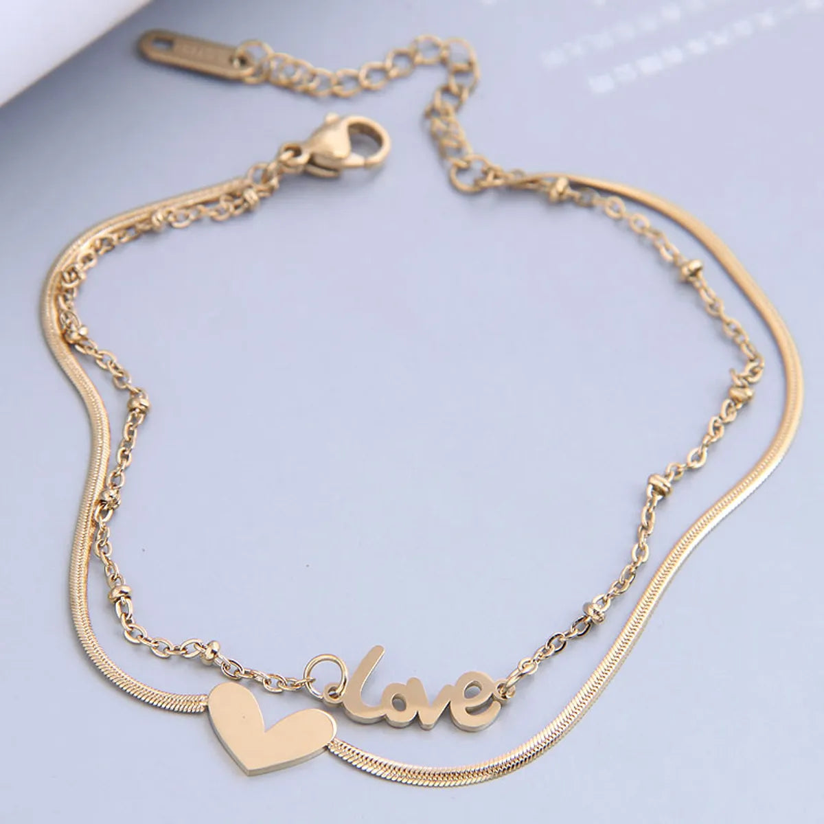 Fashion Letter Titanium Steel Double Layer Women'S Anklet