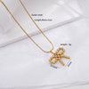 Wholesale Jewelry Light Luxury Bow Snake Bone Chain Pendant Necklace Titanium Stainless Steel Animal Zodiac Electroplated For Women