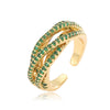 Wholesale Jewelry Light Luxury Copper Geometric Inlaid Zircon Open Ring For Ladies