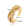 Wholesale Jewelry Light Luxury Copper Geometric Inlaid Zircon Open Ring For Ladies