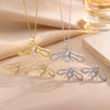 Wholesale Jewelry Light Luxury Copper Zircon Earrings Necklace Set With Real Gold Plated And Cartoon Characters Design