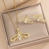 Wholesale Jewelry Light Luxury Copper Zircon Earrings Necklace Set With Real Gold Plated And Cartoon Characters Design