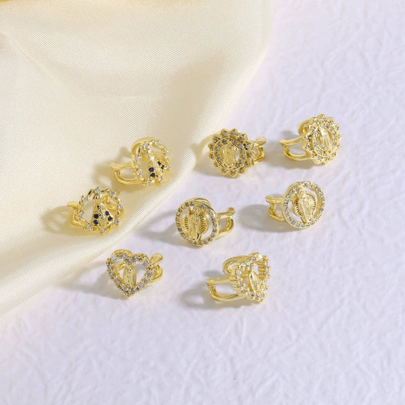 Wholesale Jewelry Light Luxury Cross Copper Goldplated Ear Bone Clip Earrings