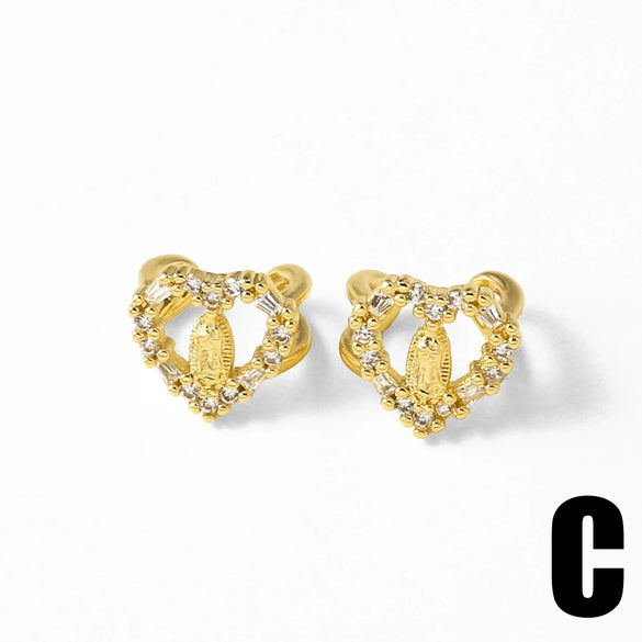 Wholesale Jewelry Light Luxury Cross Copper Goldplated Ear Bone Clip Earrings
