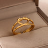 Wholesale Jewelry Light Luxury Electroplated Stainless Steel Heartshaped Ring For Women