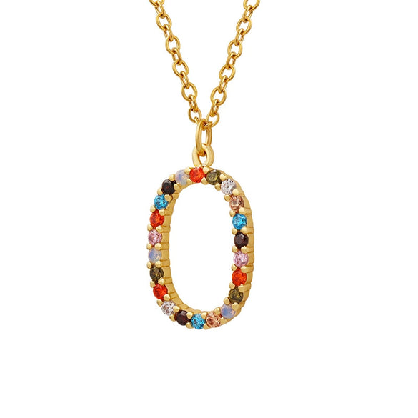 Wholesale Jewelry Light Luxury Elegant Copper Material Geometric Pattern Inlaid Colorful Zircon Pendant Necklace For Women With Electroplating
