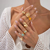 Wholesale Jewelry Light Luxury Geometric Alloy And Acrylic Drill Ring With Electroplating
