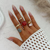 Wholesale Jewelry Light Luxury Geometric Alloy And Acrylic Drill Ring With Electroplating