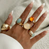 Wholesale Jewelry Light Luxury Geometric Alloy And Acrylic Drill Ring With Electroplating
