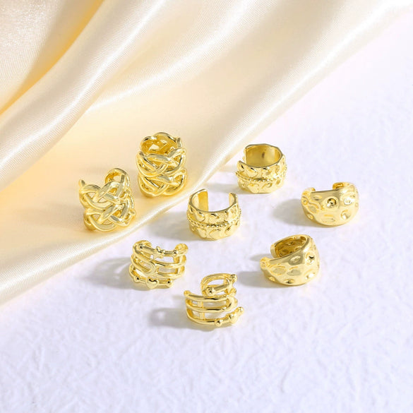 Wholesale Jewelry Light Luxury Geometric Copper 18K Gold Plated Ear Clips