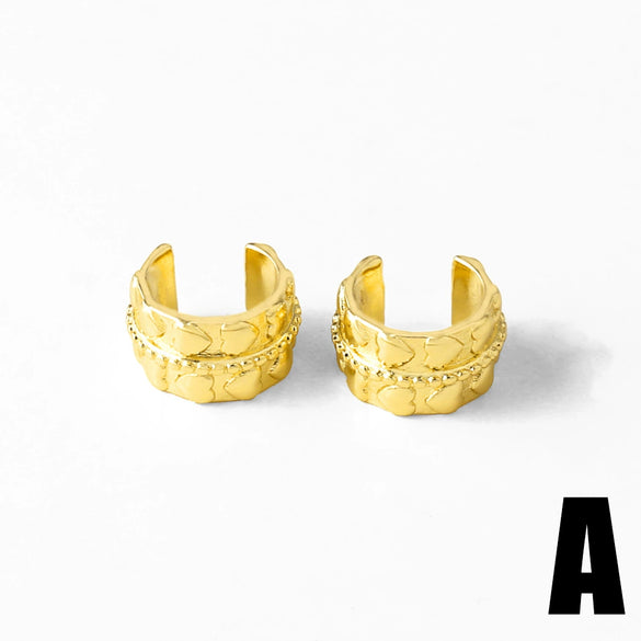 Wholesale Jewelry Light Luxury Geometric Copper 18K Gold Plated Ear Clips