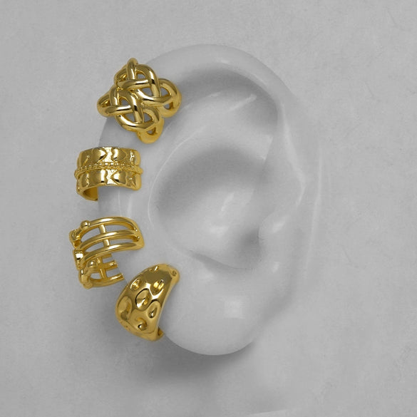 Wholesale Jewelry Light Luxury Geometric Copper 18K Gold Plated Ear Clips