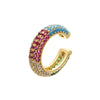 Wholesale Jewelry Light Luxury Geometric Copper 18K Goldplated Microinlaid Colored Diamond Ear Bone Clip Earrings