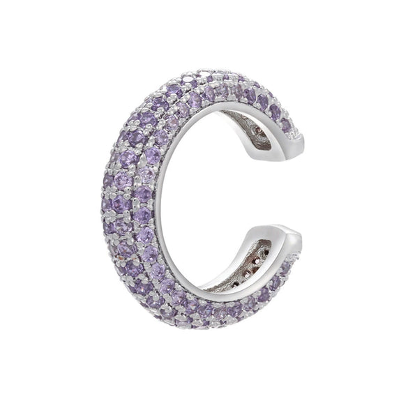 Wholesale Jewelry Light Luxury Geometric Copper 18K Goldplated Microinlaid Colored Diamond Ear Bone Clip Earrings