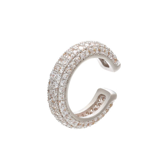 Wholesale Jewelry Light Luxury Geometric Copper 18K Goldplated Microinlaid Colored Diamond Ear Bone Clip Earrings
