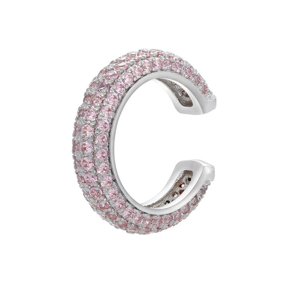 Wholesale Jewelry Light Luxury Geometric Copper 18K Goldplated Microinlaid Colored Diamond Ear Bone Clip Earrings
