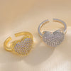 Wholesale Jewelry Light Luxury Geometric Copper Zircon Love Ring For Women