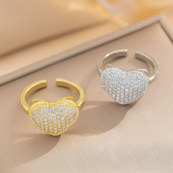 Wholesale Jewelry Light Luxury Geometric Copper Zircon Love Ring For Women