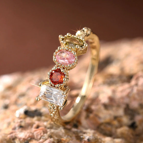 Wholesale Jewelry Light Luxury Geometric Copper Zircon Ring