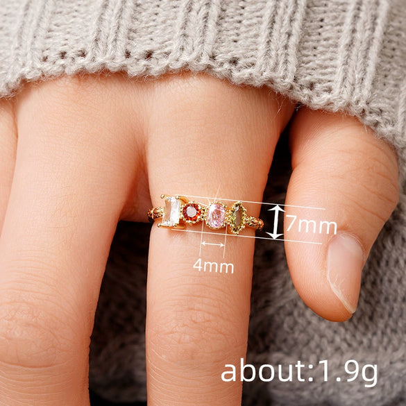 Wholesale Jewelry Light Luxury Geometric Copper Zircon Ring