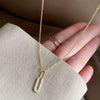 Wholesale Jewelry Light Luxury Geometric Double Ring Pendant 925 Sterling Silver Necklace With 14K Gold Plating And Microinlay Ochain For Women