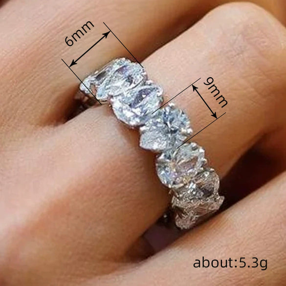 Wholesale Jewelry Light Luxury Geometric Drop Shape Copper Inlaid Zirconia Ring For Women
