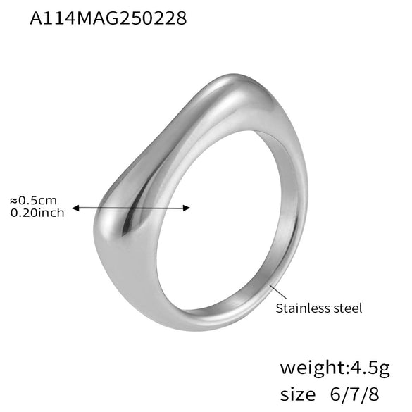 Wholesale Jewelry Light Luxury Geometric Irregular Titanium Steel Enamel Glaze Electroplated Ring