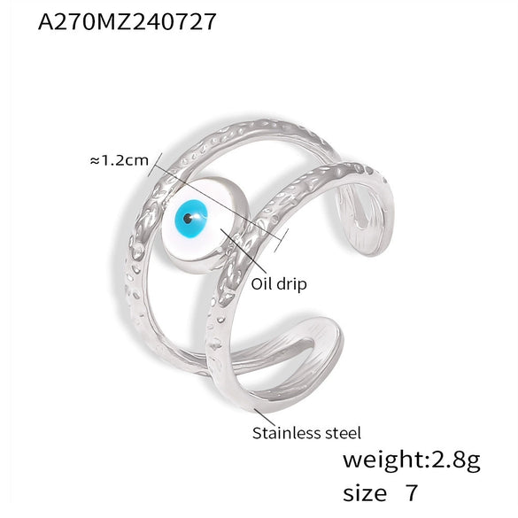 Wholesale Jewelry Light Luxury Geometric Irregular Titanium Steel Enamel Glaze Electroplated Ring